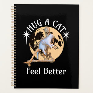 Moonlit Cat Hug Skeleton Comfort Humour Planner