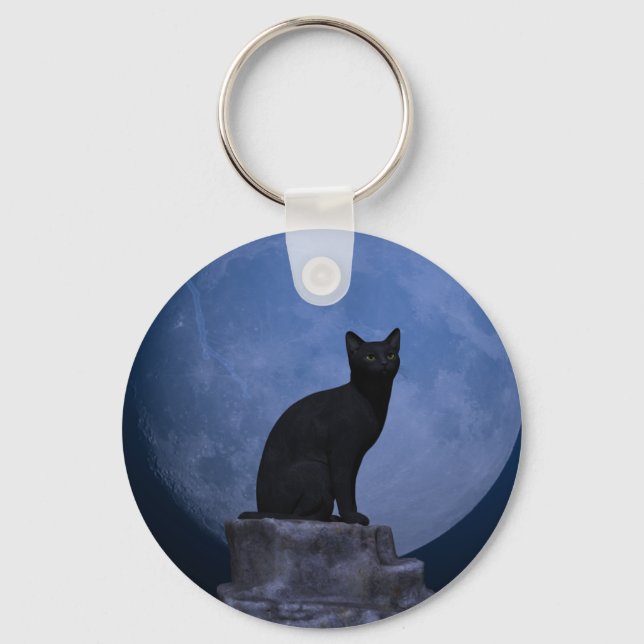Moonlit Cat Key Ring (Front)