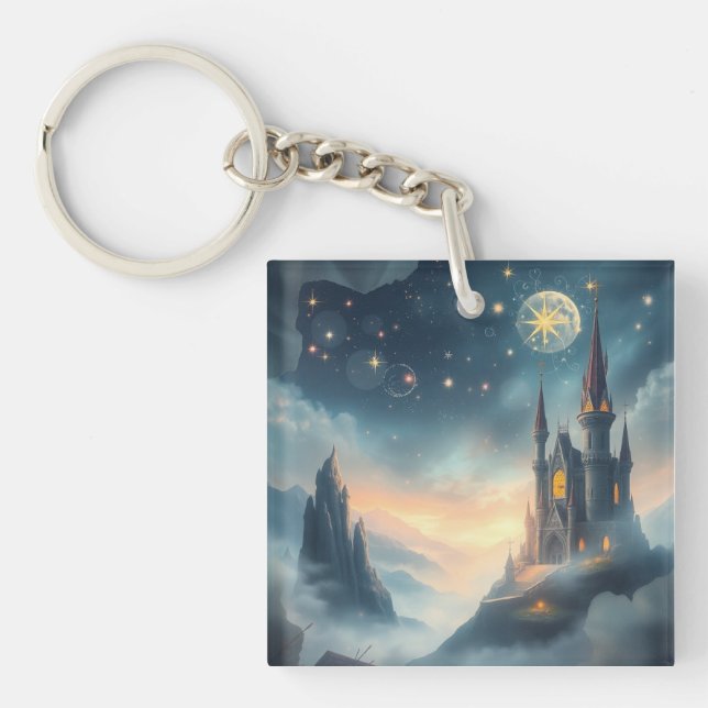  Moonlit Celestial Castle Key Ring (Front)