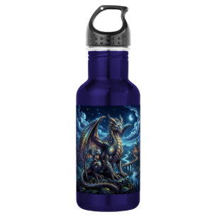 Moonlit Celestial Dragons and Castle 532 Ml Water Bottle