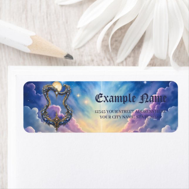 Moonlit Celestial Harp – Dreamy Cosmic Fantasy Art (Insitu)