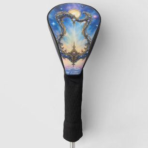 Moonlit Celestial Harp – Dreamy Cosmic Fantasy Art Golf Head Cover