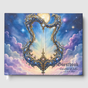 Moonlit Celestial Harp – Dreamy Cosmic Fantasy Art Guest Book
