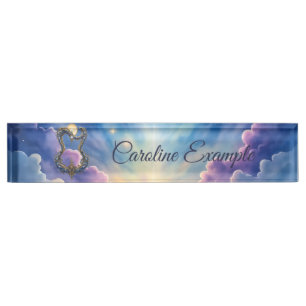 Moonlit Celestial Harp – Dreamy Cosmic Fantasy Art Nameplate