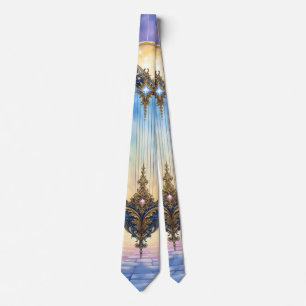 Moonlit Celestial Harp – Dreamy Cosmic Fantasy Art Tie