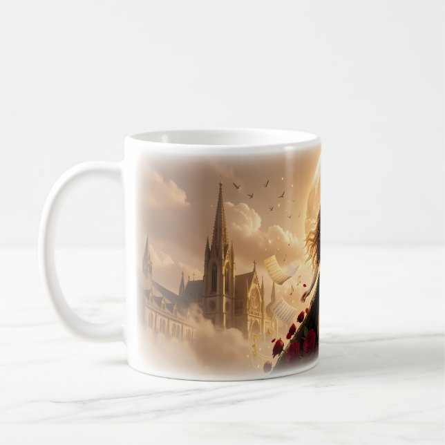 Moonlit Cello Dream with Crimson Roses Mug (Left)