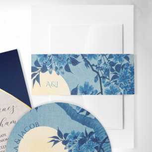 .Moonlit Cherry Blooms Invitation Belly Bands Band