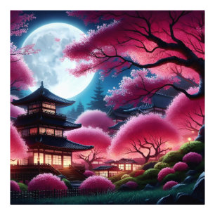 Moonlit Cherry Blossom Photo Print