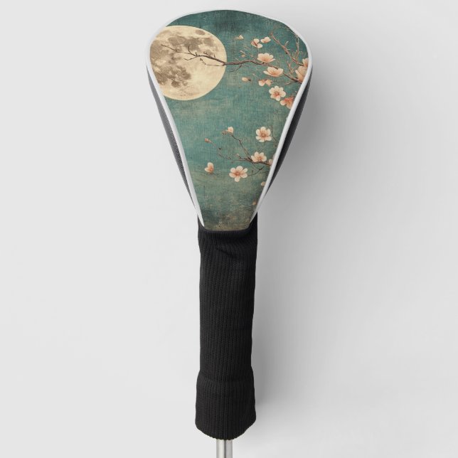 Moonlit Cherry Blossom Serenity Golf Head Cover (Front)