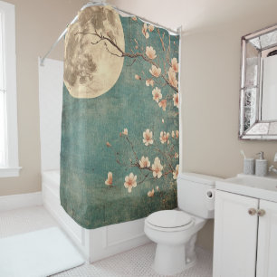 Moonlit Cherry Blossom Serenity Shower Curtain