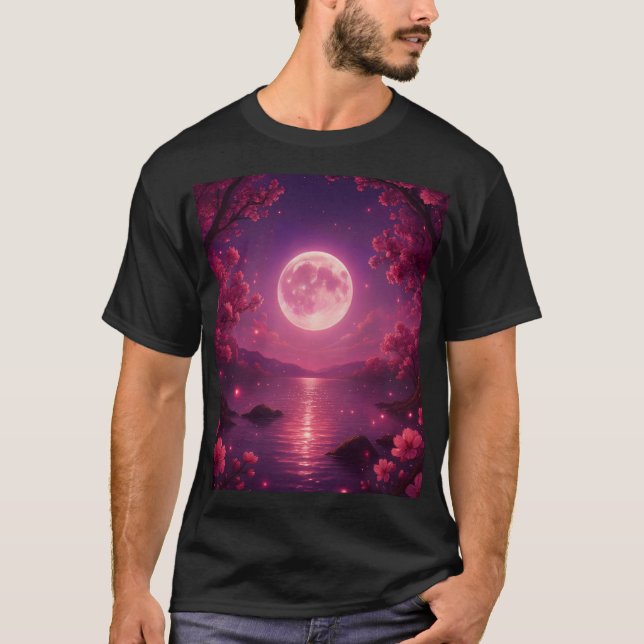 Moonlit Cherry Blossom Serenity T-Shirt (Front)