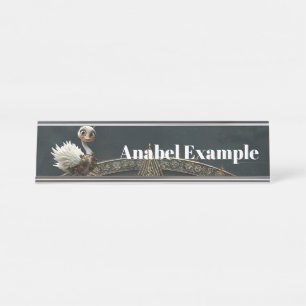 Moonlit Clockwork Swan – Keeper of Curious Dreams. Desk Name Plate