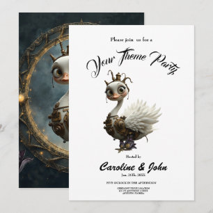 Moonlit Clockwork Swan – Keeper of Curious Dreams. Invitation