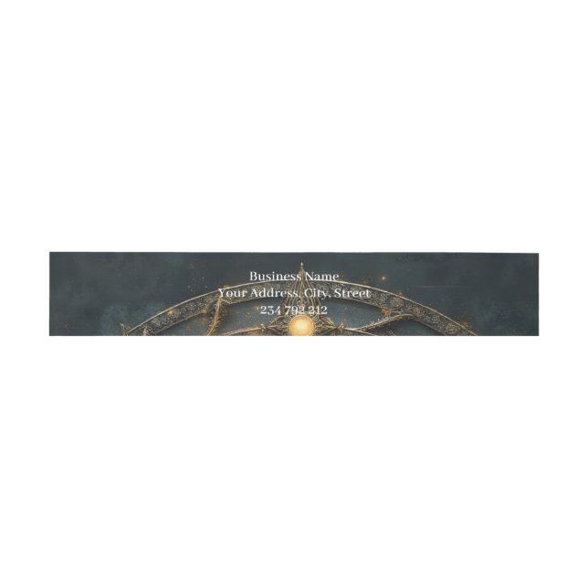 Moonlit Clockwork Swan – Keeper of Curious Dreams. Invitation Belly Band (Flat)