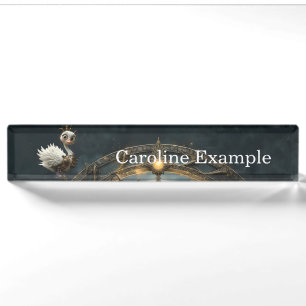 Moonlit Clockwork Swan – Keeper of Curious Dreams. Nameplate