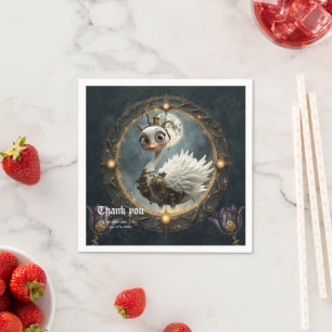 Moonlit Clockwork Swan – Keeper of Curious Dreams. Napkin
