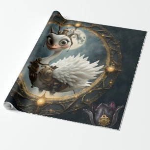 Moonlit Clockwork Swan – Keeper of Curious Dreams. Wrapping Paper