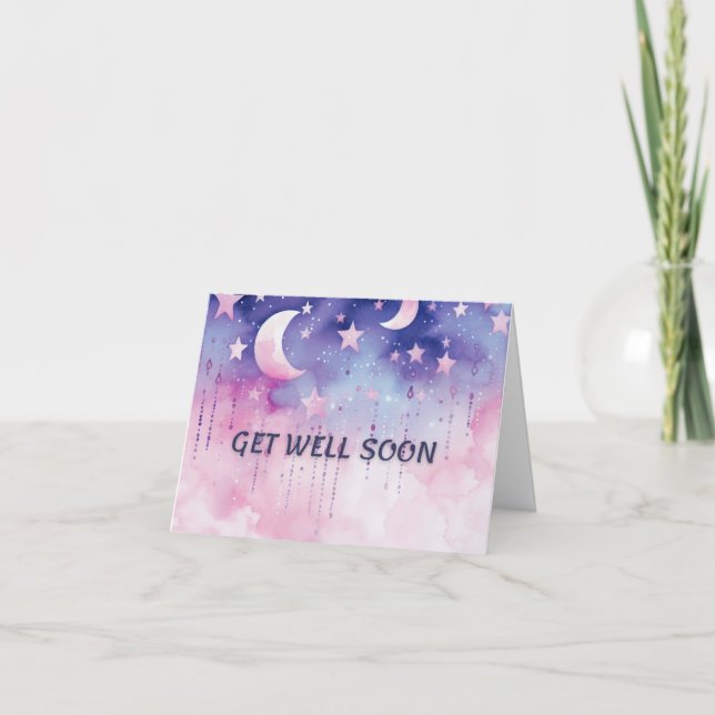 Moonlit Comfort: Get Well Soon Greeting Card (Front)