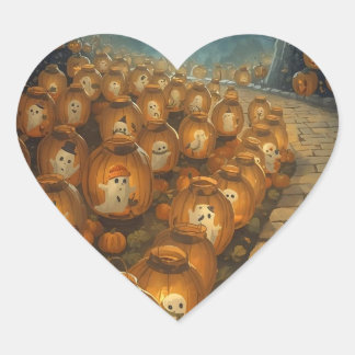 Moonlit Companions – Halloween Night Heart Sticker