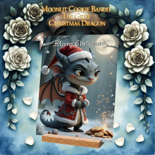 Moonlit Cookie Bandit – The Grey Christmas Dragon. Acrylic Sign