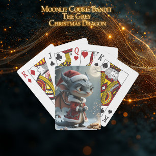 Moonlit Cookie Bandit – The Grey Christmas Dragon. Playing Cards