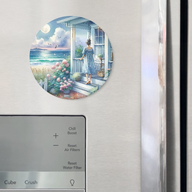 Moonlit Cottage Porch by the Sea Magnet (In Situ (Fridge))