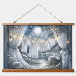 Moonlit Cottagecore Laundry Line Hanging Tapestry