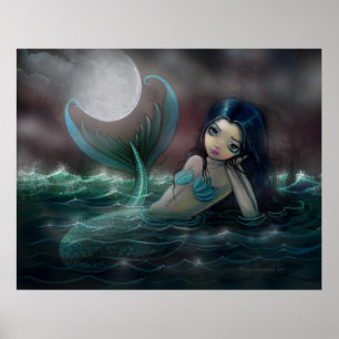 Moonlit Creek Mermaid Poster Print