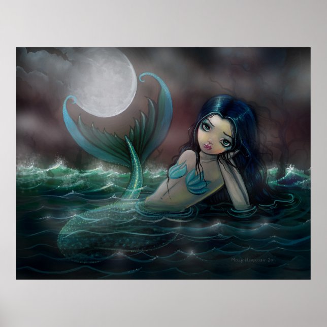 Moonlit Creek Mermaid Poster Print (Front)
