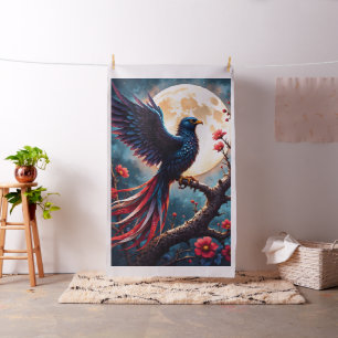 Moonlit Crimsonwing – Mystical Fantasy Bird. Fabric
