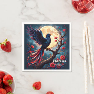 Moonlit Crimsonwing – Mystical Fantasy Bird. Napkin