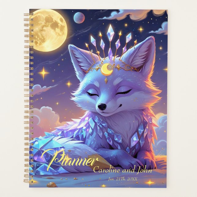Moonlit Crystal Fox – Guardian of Silent Dreams.  Planner (Front)
