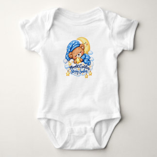 Moonlit Cuddles Starry Smiles Cute Sleeping Teddy Baby Bodysuit