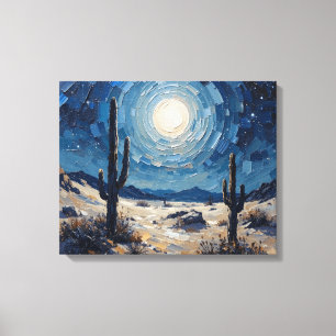 Moonlit Desert Premium Wrapped Canvas Wall Art