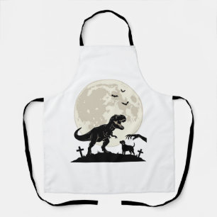 Moonlit Dinosaur Dog Graveyard Silhouette Shirt_1 Apron