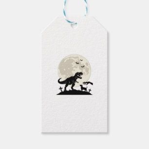 Moonlit Dinosaur Dog Graveyard Silhouette Shirt_1 Gift Tags