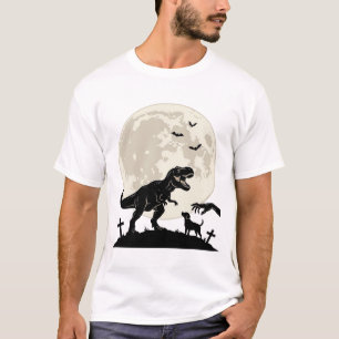 Moonlit Dinosaur Dog Graveyard Silhouette Shirt_1 T-Shirt