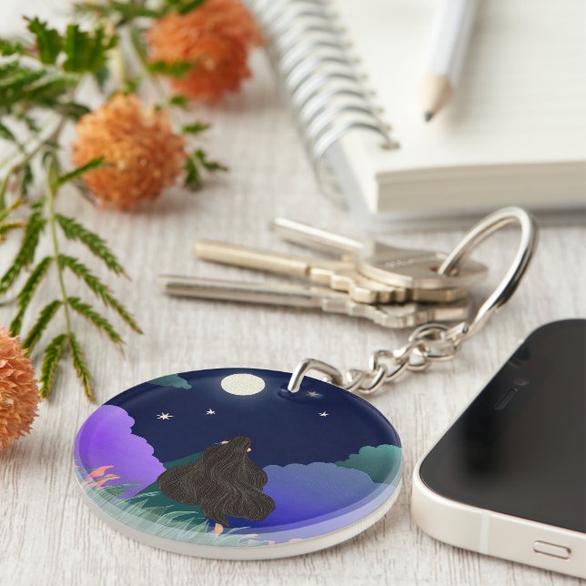 Moonlit Dreamer Girl Acrylic Keychain (Front Right)