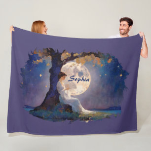 Moonlit Dreamer - Serene Night Sky Fleece Blanket
