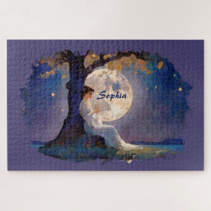 Moonlit Dreamer - Serene Night Sky Jigsaw Puzzle