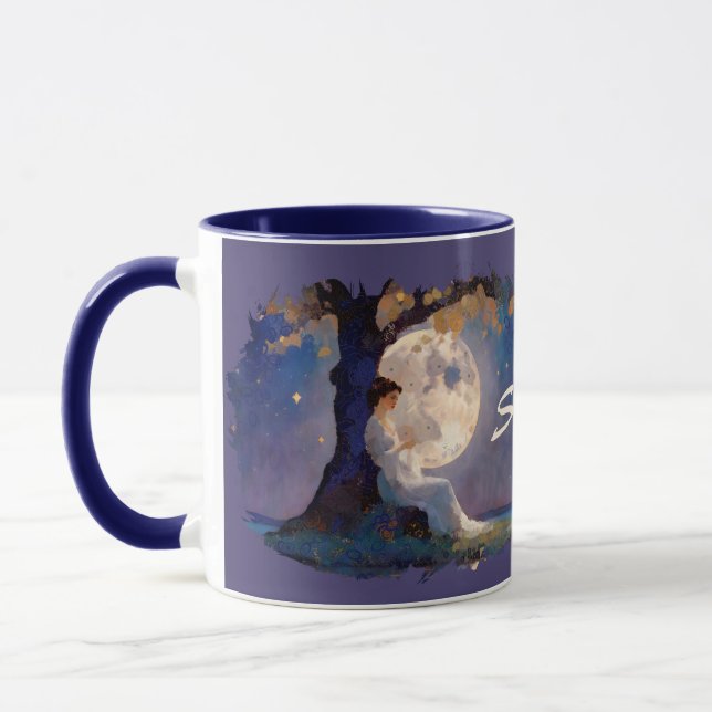 Moonlit Dreamer - Serene Night Sky Mug (Left)