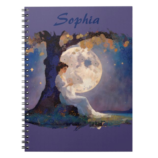 Moonlit Dreamer - Serene Night Sky Notebook (Front)
