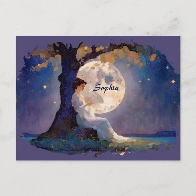 Moonlit Dreamer - Serene Night Sky Postcard (Front)