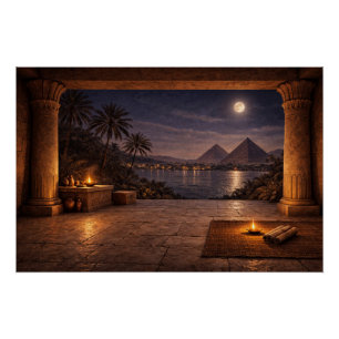 Moonlit Egyptian Pyramids Poster