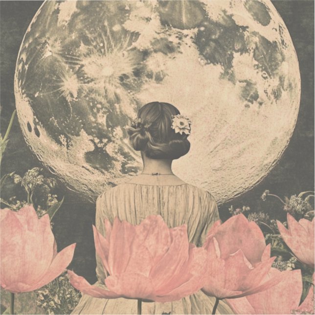 Moonlit Elegance - Back View of Woman with Moon (Front)