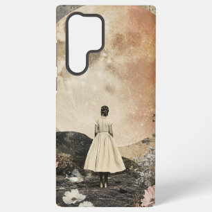 Moonlit Elegance - Back View of Woman with Moon 2 Samsung Galaxy Case