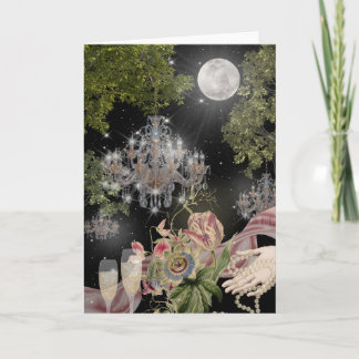 Moonlit Elegance in a Garden Folded Greeting Card