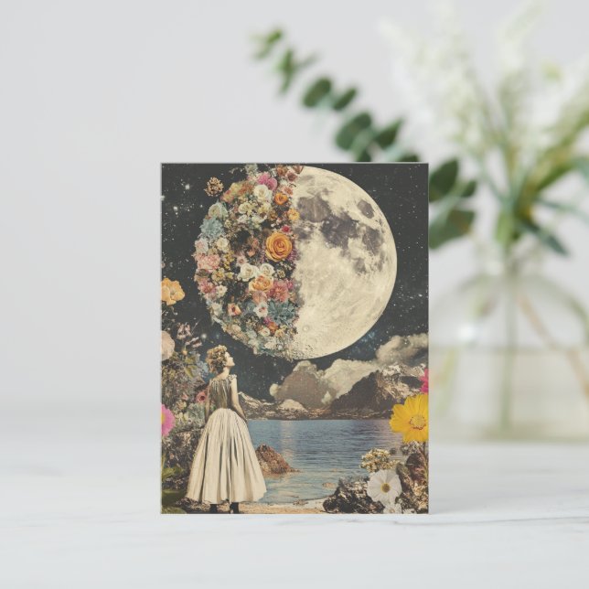 Moonlit Elegance - Woman with Moon (2) Postcard (Standing Front)