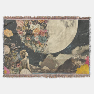 Moonlit Elegance - Woman with Moon (2) Throw Blanket