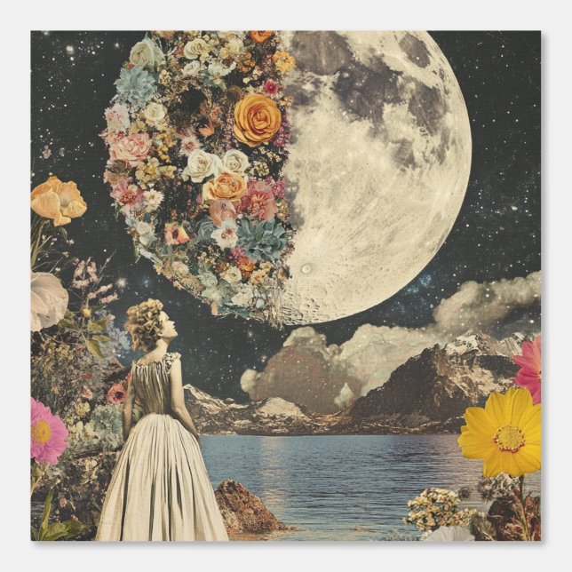 Moonlit Elegance - Woman with Moon (2) Wallpaper (Front)